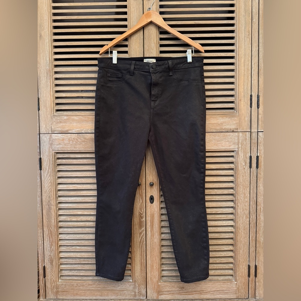 L’AGENCE Margot black coated skinny jeans with silver glitter and *sparkle* 33